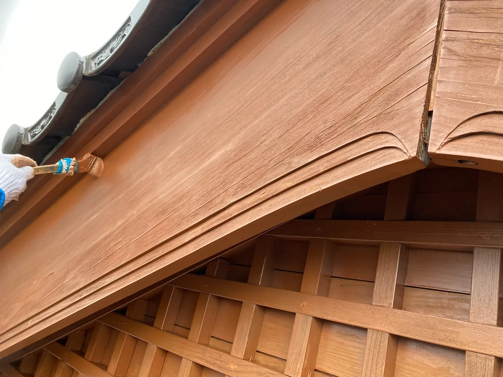 佐賀県　佐賀　佐賀市　塗るばい　サニー建設商事　外壁塗装　塗装　屋根塗装　神崎　破風板　1回目塗装　3月30日